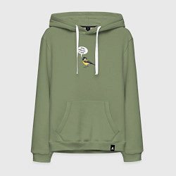 Толстовка-худи хлопковая мужская Синица с прикольной надписью - держи себя в руках, цвет: авокадо