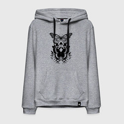 Толстовка-худи хлопковая мужская Две бабочки - татуировка, цвет: меланж