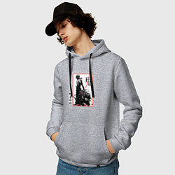 Толстовка-худи хлопковая мужская Танджиро взрослый - Клинок демонов, цвет: меланж — фото 2