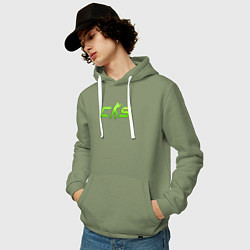Толстовка-худи хлопковая мужская CS2 green logo, цвет: авокадо — фото 2