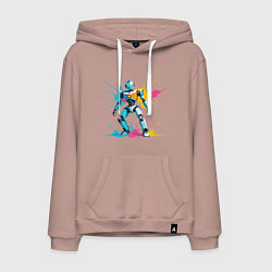 Толстовка-худи хлопковая мужская Яркий робот, цвет: пыльно-розовый