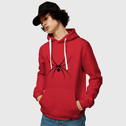 Толстовка-худи хлопковая мужская Черный паук, цвет: красный — фото 2