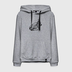 Толстовка-худи хлопковая мужская Медоед стильный, цвет: меланж