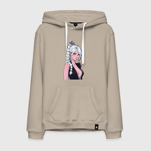 Мужская толстовка-худи Шэдоухарт - серебрянные волосы / Миндальный – фото 1