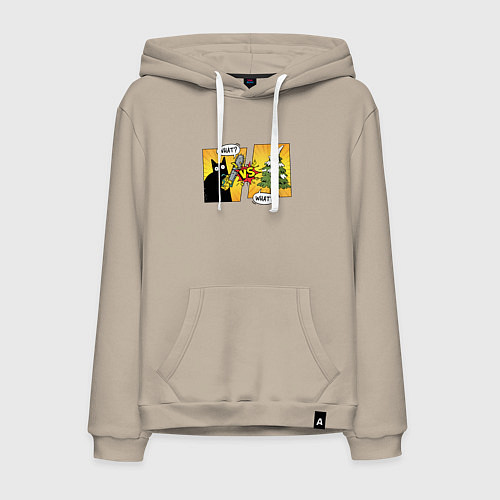 Мужская толстовка-худи Кот против елки / Миндальный – фото 1