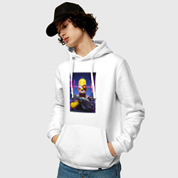 Толстовка-худи хлопковая мужская Cyber Homer Simpson - ai art, цвет: белый — фото 2
