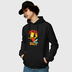 Толстовка-худи хлопковая мужская Чикаго Буллз Барт Симпсон, цвет: черный — фото 2