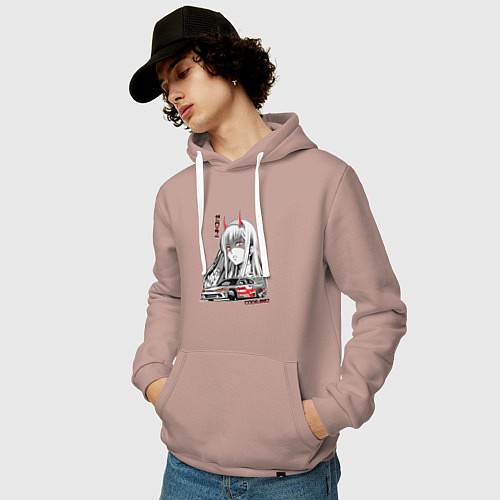 Мужская толстовка-худи Nissan Silvia S15 Drift Zero Two / Пыльно-розовый – фото 3