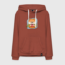 Толстовка-худи хлопковая мужская Лис и кофе, цвет: кирпичный