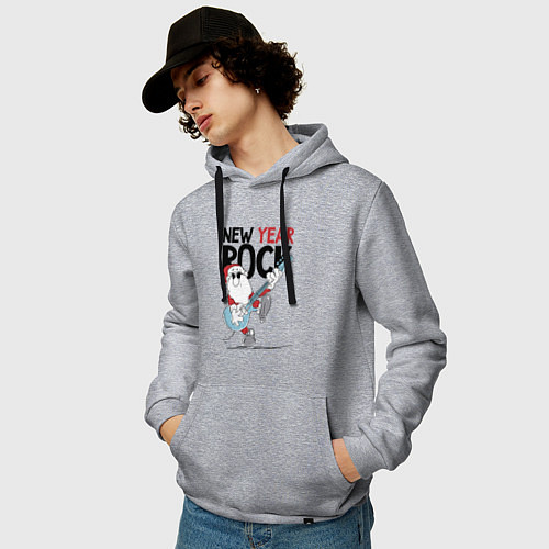 Мужская толстовка-худи New year - rock / Меланж – фото 3