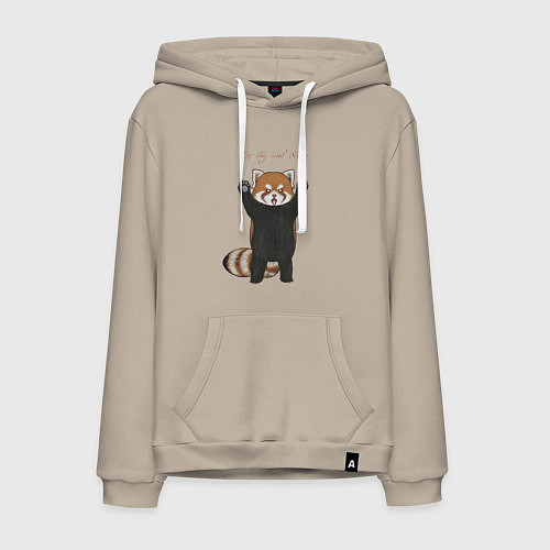 Мужская толстовка-худи Im big and scary красная панда / Миндальный – фото 1