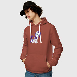 Толстовка-худи хлопковая мужская Рарити из My Little Pony в кино, цвет: кирпичный — фото 2