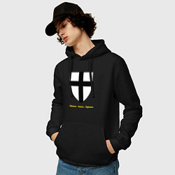 Толстовка-худи хлопковая мужская Крест тевтонских рыцарей, цвет: черный — фото 2