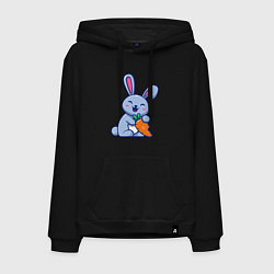 Толстовка-худи хлопковая мужская Радостный кролик с морковкой, цвет: черный