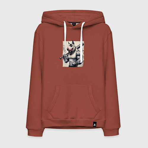 Мужская толстовка-худи Качок Булли с битой - нейросеть / Кирпичный – фото 1