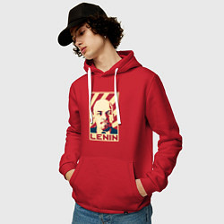 Толстовка-худи хлопковая мужская Vladimir Lenin, цвет: красный — фото 2