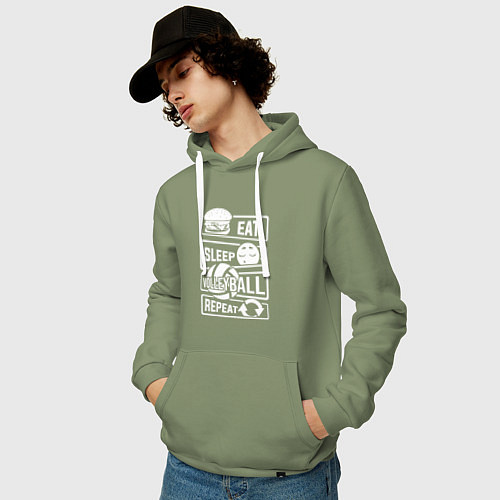 Мужская толстовка-худи Волейбольный день / Авокадо – фото 3