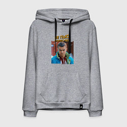 Толстовка-худи хлопковая мужская Не пью - портрет Марата слово пацана, цвет: меланж
