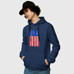 Толстовка-худи хлопковая мужская America flag, цвет: тёмно-синий — фото 2