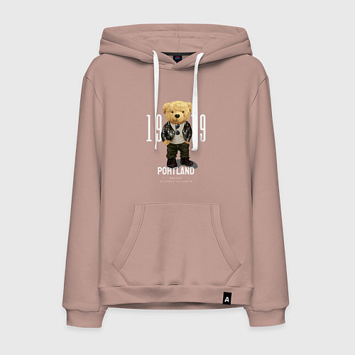 Мужская толстовка-худи Плюшевый медведь portland / Пыльно-розовый – фото 1