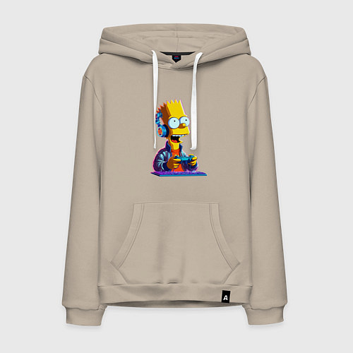 Мужская толстовка-худи Bart is an avid gamer / Миндальный – фото 1