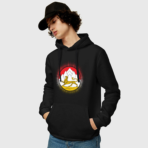 Мужская толстовка-худи Герб Осетии / Черный – фото 3