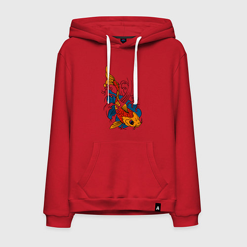 Мужская толстовка-худи Рыба кои / Красный – фото 1