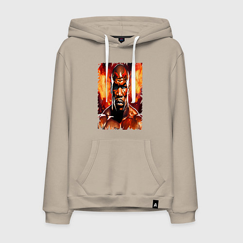 Мужская толстовка-худи Майк Тайсон огненный боксер / Миндальный – фото 1