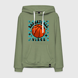 Толстовка-худи хлопковая мужская Basketball vibes, цвет: авокадо