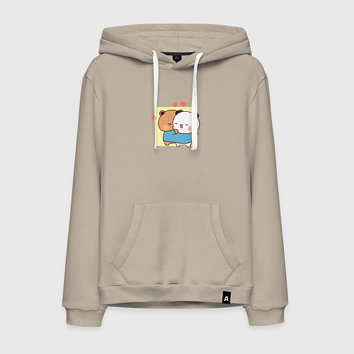 Мужская толстовка-худи Влюбленные мишки объятия / Миндальный – фото 1