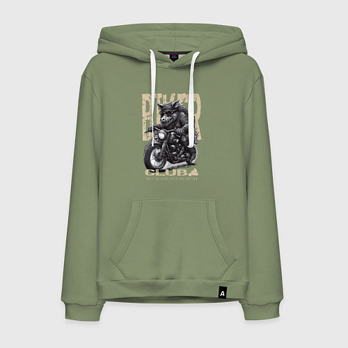 Мужская толстовка-худи Байкер кабан на мотоцикле / Авокадо – фото 1