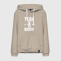 Толстовка-худи хлопковая мужская Yeah buddy - Ронни Коулман, цвет: миндальный