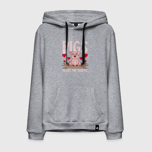 Мужская толстовка-худи Свиньи делают меня счастливым / Меланж – фото 1