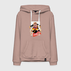 Толстовка-худи хлопковая мужская Луффи из аниме и манги One Piece, цвет: пыльно-розовый