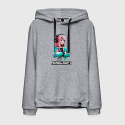 Толстовка-худи хлопковая мужская Minecraft девушка с розовыми волосами, цвет: меланж