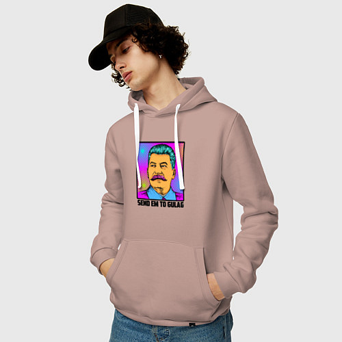 Мужская толстовка-худи Send em to gulag / Пыльно-розовый – фото 3