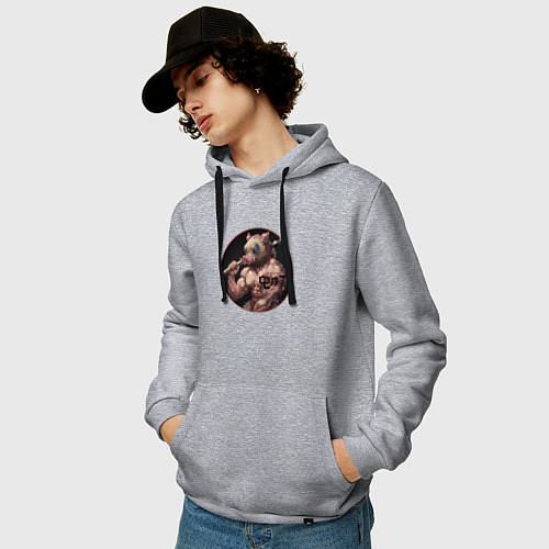 Мужская толстовка-худи Inosuke Hashibira - Клинок, рассекающий демонов / Меланж – фото 3