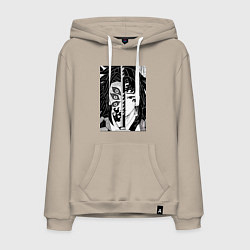 Толстовка-худи хлопковая мужская Клинок рассекающий демонов Ериичи Цугикуни Кокушиб, цвет: миндальный
