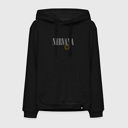 Толстовка-худи хлопковая мужская Nirvana logo smile, цвет: черный