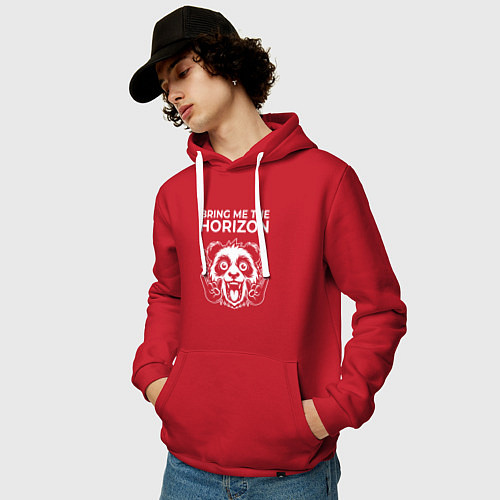 Мужская толстовка-худи Bring Me the Horizon rock panda / Красный – фото 3