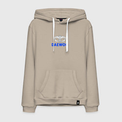 Толстовка-худи хлопковая мужская Daewoo sport auto logo, цвет: миндальный