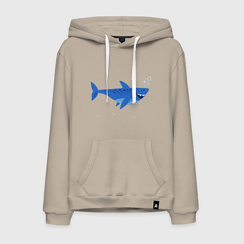 Мужская толстовка-худи Синяя акула / Миндальный – фото 1