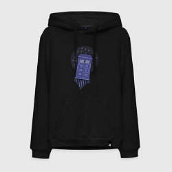 Толстовка-худи хлопковая мужская Tardis fly, цвет: черный