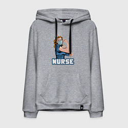 Толстовка-худи хлопковая мужская Good nurse, цвет: меланж