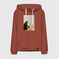 Толстовка-худи хлопковая мужская Каонаси чаепитие, цвет: кирпичный
