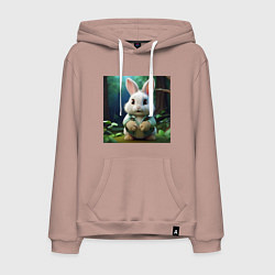 Толстовка-худи хлопковая мужская Зайчик в одежде, цвет: пыльно-розовый