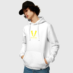 Толстовка-худи хлопковая мужская Hihg Voltage!, цвет: белый — фото 2