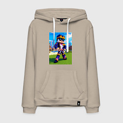 Толстовка-худи хлопковая мужская Jotaro Kujo and Minecraft - collaboration, цвет: миндальный