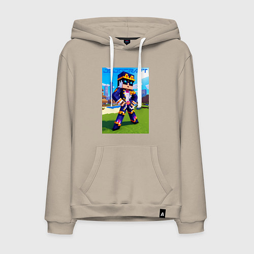 Мужская толстовка-худи Jotaro Kujo and Minecraft - collaboration / Миндальный – фото 1