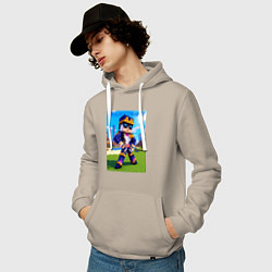 Толстовка-худи хлопковая мужская Jotaro Kujo and Minecraft - collaboration, цвет: миндальный — фото 2